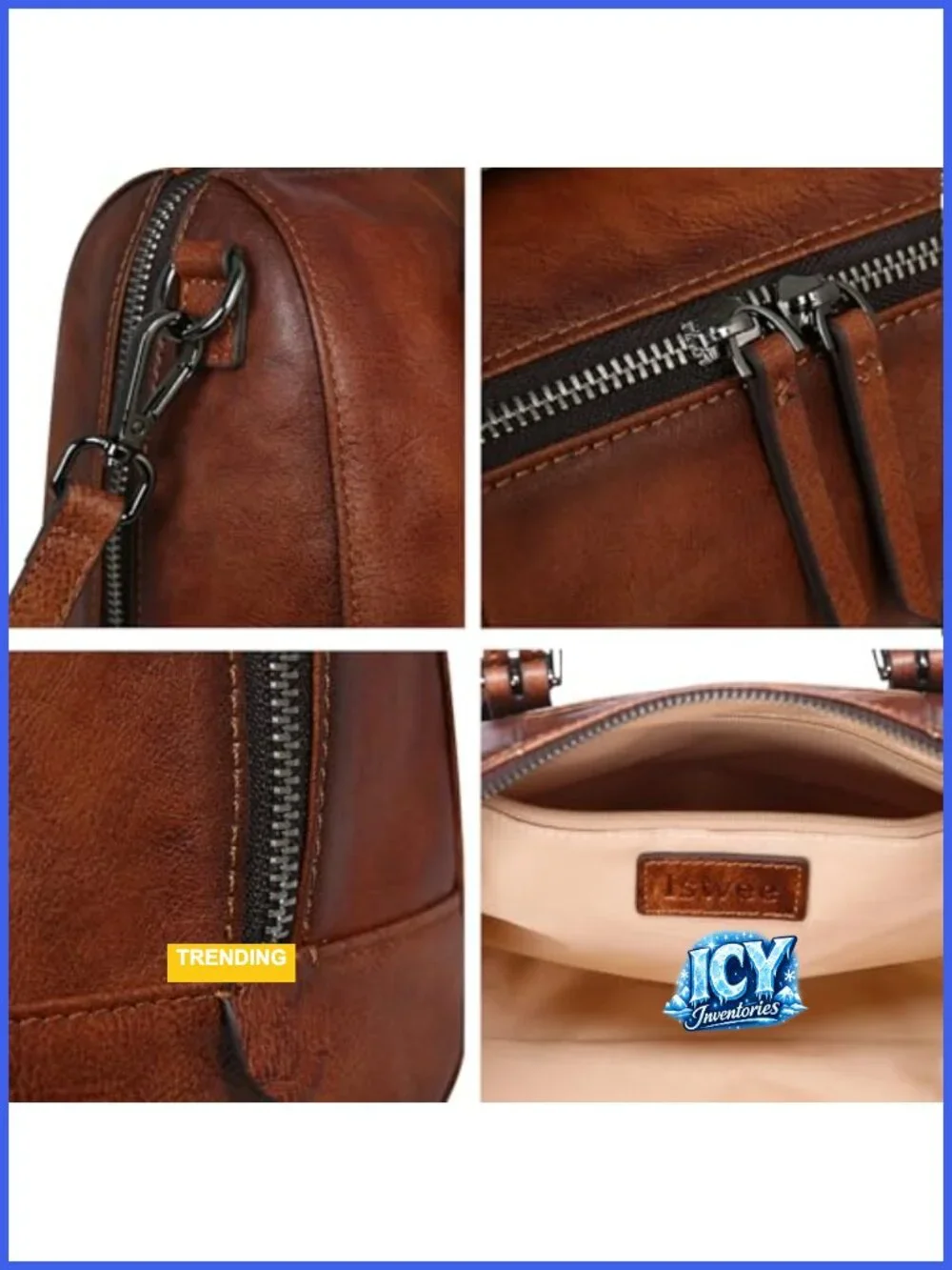 Genuine Leather Satchel Bag for Women Crossbody Shoulder Tote Lightweight